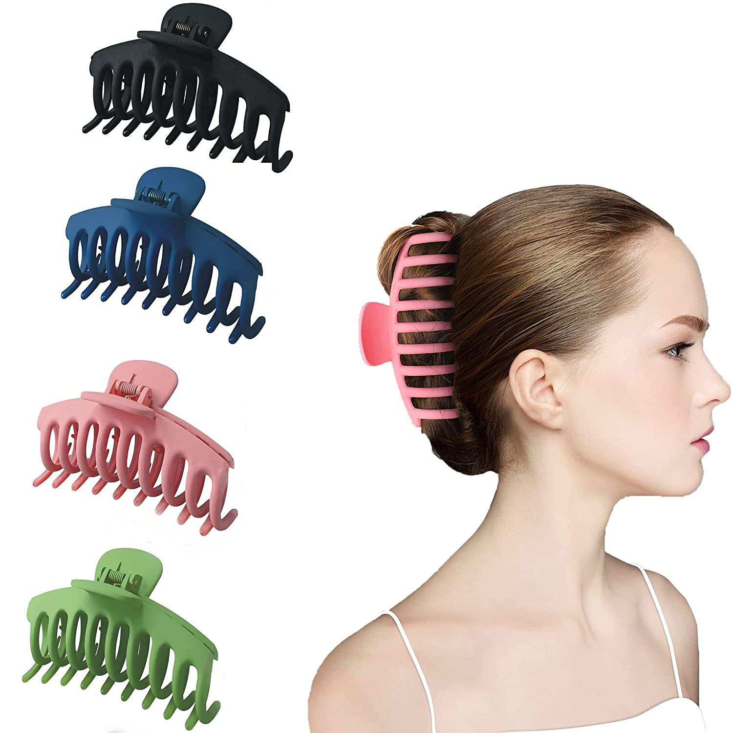 Glamlook 4 Pcs Non Slip Hair Claw Clips For Women And Girls, Large Hair Clips